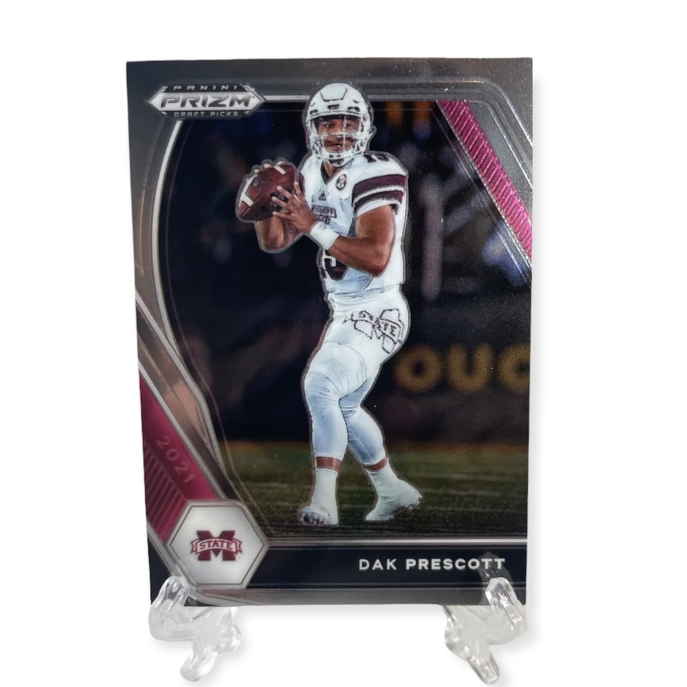 2021 Prizm Draft Dak Prescott Red Ice #9 Cracked Ice Panini Mississippi Two Card - Picture 9 of 9